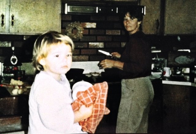 In the kitchen with my grandmother, Ruby.